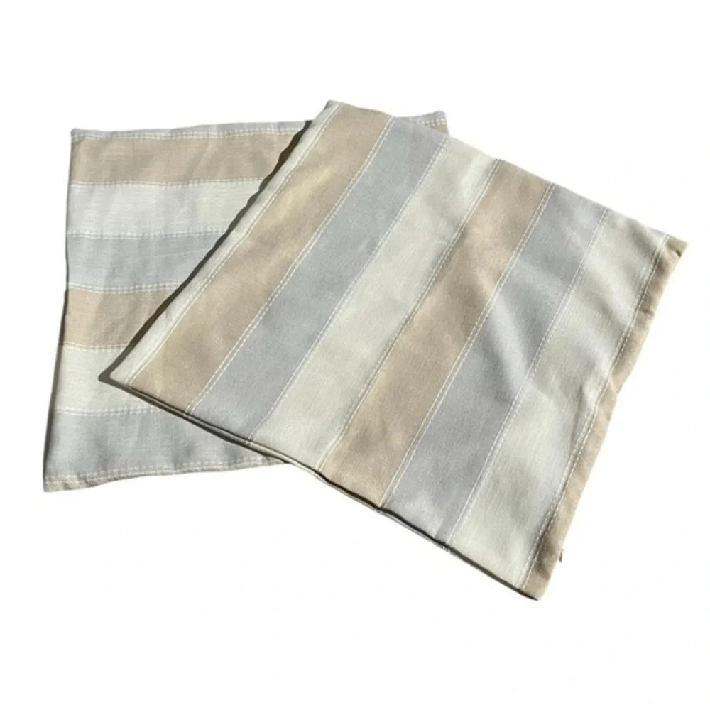 New! Striped Throw Pillow Covers Set (2)